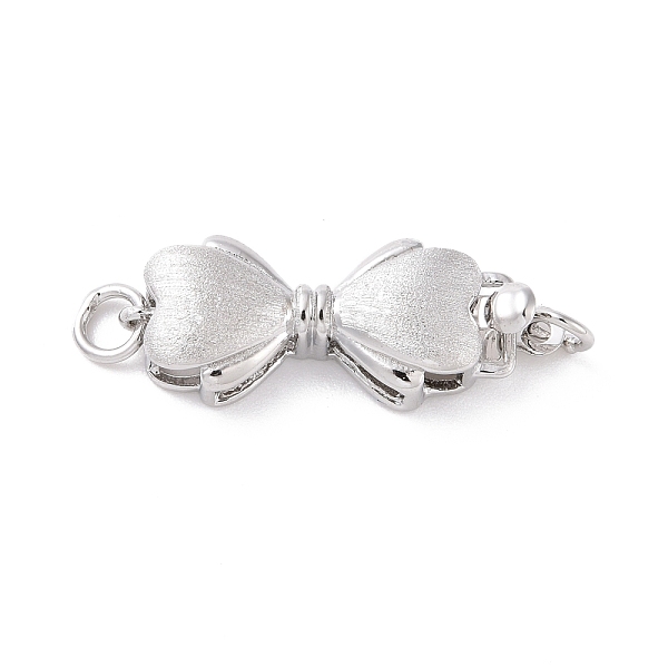 

PandaHall Brass Box Clasps, Textured, Bowknot, Platinum, 20.5x7.5x4.5mm, Hole: 2.3mm Brass Bowknot