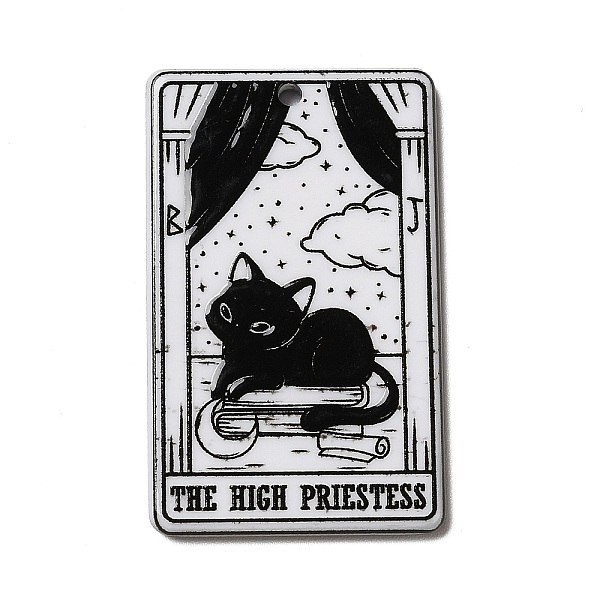 

PandaHall Tarot Theme Printed Acrylic Pendants, Rectangle with Cat Pattern Charms, The High Priestess II, 39x24x2.5mm, Hole: 1.8mm Acrylic..., Black