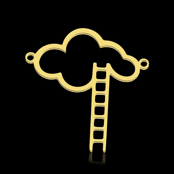 

PandaHall 201 Stainless Steel Links Connectors, Cloud with Ladder, Real 18K Gold Plated, 29x28.5x1mm, Hole: 1.4mm 201 Stainless Steel Cloud