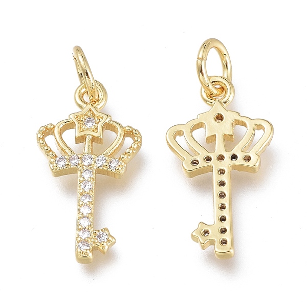 

PandaHall Brass Micro Pave Clear Cubic Zirconia Charms, with Jump Rings, Long-Lasting Plated, Key, Real 18K Gold Plated, 17.5x9x1.6mm, Jump...