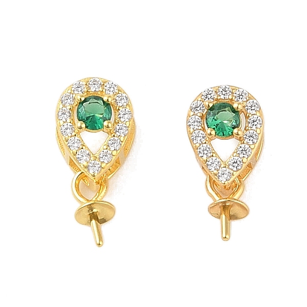 

PandaHall 925 Sterling Silver Micro Pave Cubic Zirconia Peg Bails Pendants, Teardrop, Green, 12x5.5x5mm, Hole: 5x2.5mm, Pin: 0.7mm Sterling...