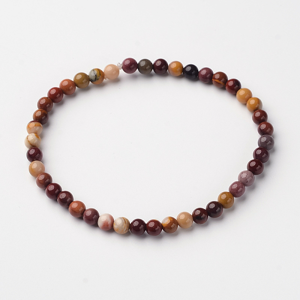 

PandaHall Natural Mookaite Round Bead Stretch Bracelets, 54.5mm, Bead: 4~5mm Mookaite