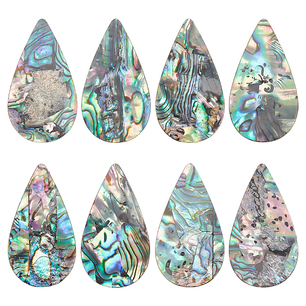 

PandaHall BENECREAT Natural Paua Shell Cabochons, Single-Sided Shell Cabochons, Oval/Teardrop Shape, Teardrop, 34x19x1.5mm, 8pcs/box Paua...