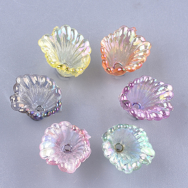 

PandaHall Transparent Acrylic Bead Caps, AB Color, Flower, Mixed Color, 10x12x12mm, Hole: 1.2mm, about 1960pcs/500g Acrylic Multicolor