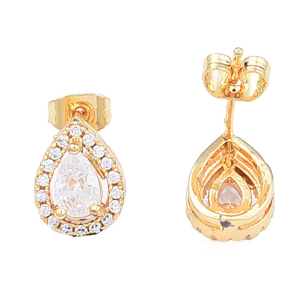 

PandaHall Cubic Zirconia Teardrop Stud Earrings, Golden Brass Jewelry for Women, Nickel Free, Clear, 11x8mm, Pin: 0.7mm Cubic Zirconia...