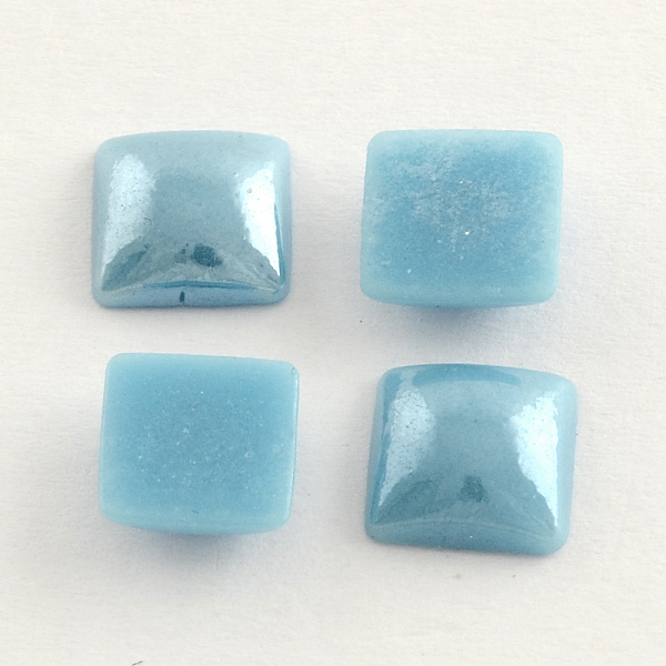 

PandaHall Pearlized Plated Opaque Glass Cabochons, Square, Light Sky Blue, 4x4x2mm Glass Square Blue