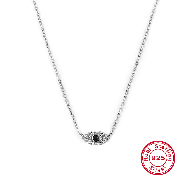 

PandaHall Cubic Zirconia Horse Eye Pendant Necklace, with Rhodium Plated 925 Sterling Silver Chains, with S925 Stamp, Platinum, 16.54 inch...