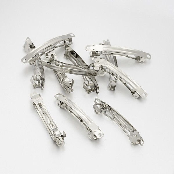 

PandaHall Iron Hair Barrette Findings, French Hair Clip Findings, Platinum, 59x6.5x6mm, Hole: 3mm Iron