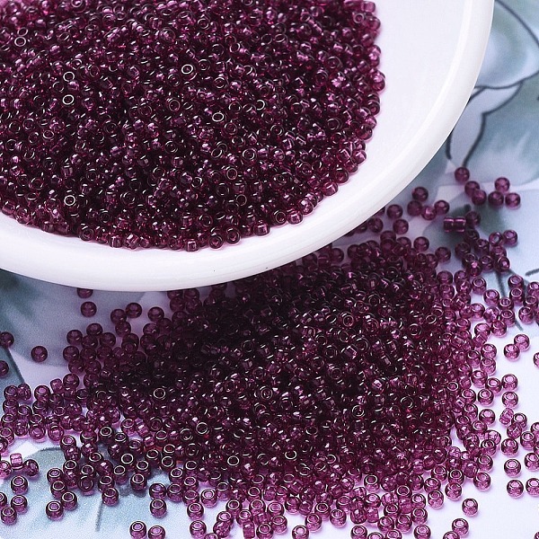 

PandaHall MIYUKI Round Rocailles Beads, Japanese Seed Beads, 11/0, (RR1312) Dyed Transparent Wine, 2x1.3mm, Hole: 0.8mm, about 1111pcs/10g..., Purple