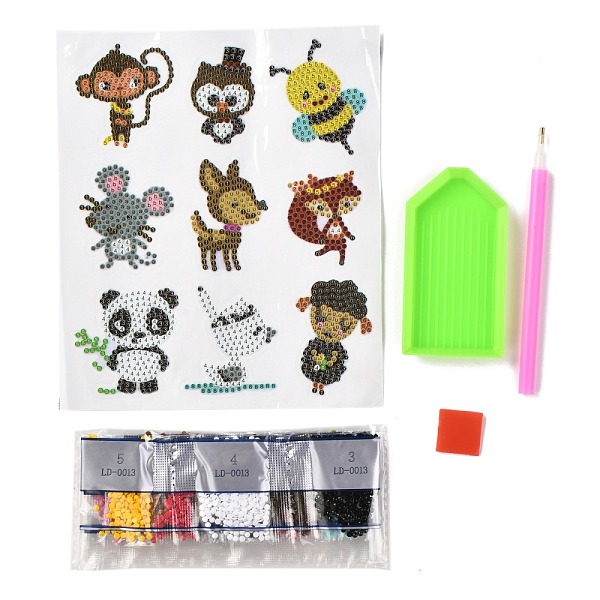 

PandaHall DIY Animal Theme Diamond Painting Stickers Kits For Kids, with Diamond Painting Stickers, Rhinestones, Diamond Sticky Pen, Tray..., Multicolor