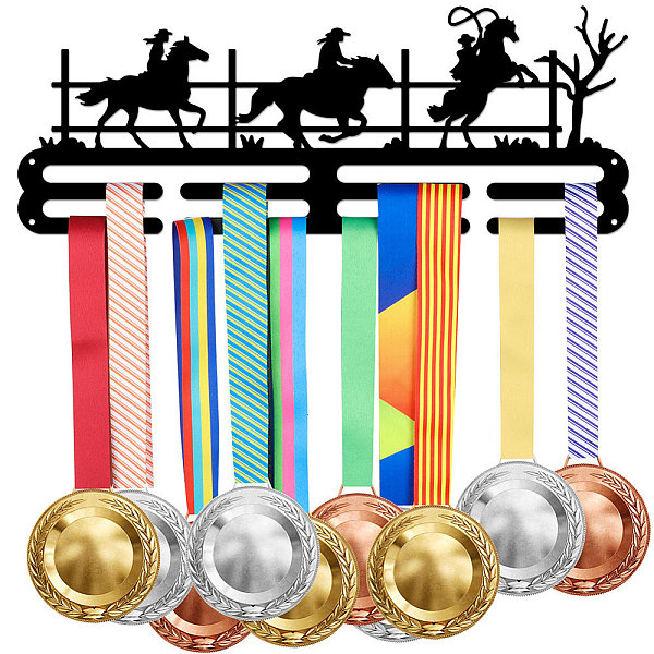 

PandaHall Iron Medal Hanger Holder Display Wall Rack, with Screws, Equestrian, Sports, 400x150mm Iron Sports Black