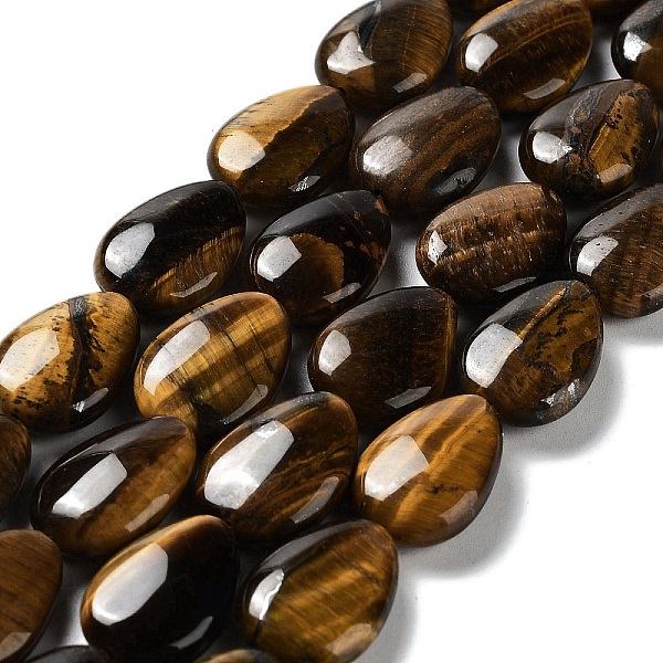 

PandaHall Natural Teardrop Tiger Eye Beads Strands, 17.5~18x13x6mm, Hole: 1.2mm, about 22pcs/strand, 15.24 inch(38.7cm) Tiger Eye Teardrop