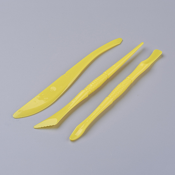 

PandaHall Plastic Sculpting Tools, for DIY Super Light Clay Making, Yellow, 130~135x2~14.5mm, 3pcs/set Plastic Yellow