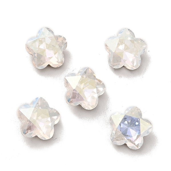 

PandaHall K9 Glass Rhinestone Cabochons, Pointed Back & Back Plated, Faceted, Plum Blossom, Crystal, 10x5mm Glass Rhinestone Flower Clear