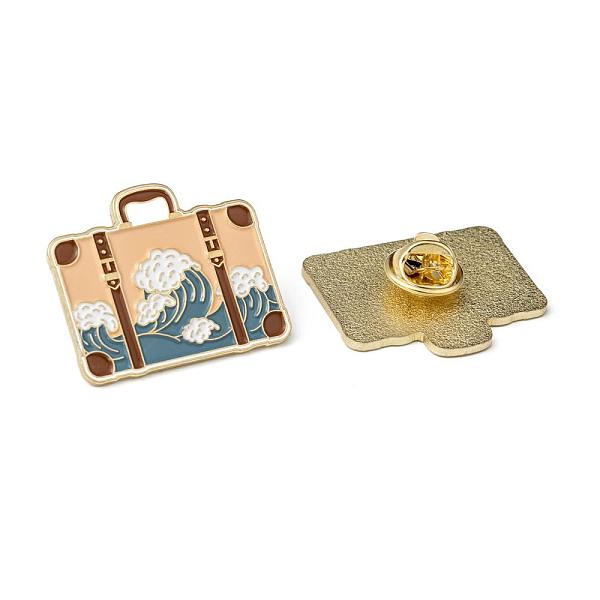 

PandaHall Creative Zinc Alloy Brooches, Enamel Lapel Pin, with Iron Butterfly Clutches or Rubber Clutches, Suitcase, Bisque, 26.2x30.5mm..., Orange
