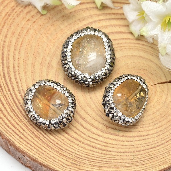 Rondes Plat Perles De Citrine Naturelle