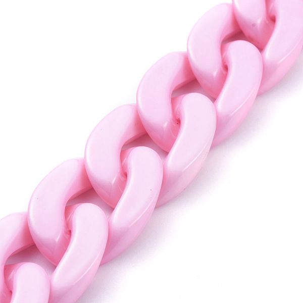 

PandaHall Handmade Opaque Acrylic Curb Chains, Twisted Chain, Oval, for Jewelry Making, Pink, Link: 30x21x6mm, 39.37 inch(1m)/strand Acrylic...