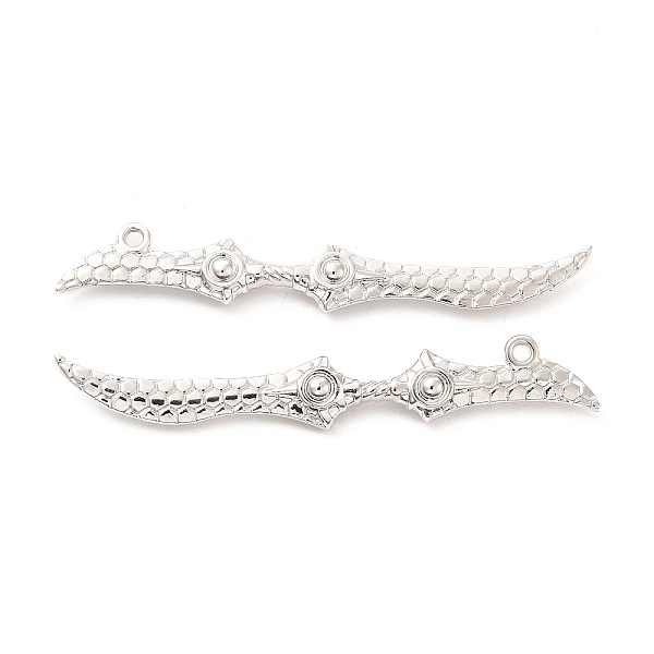 

PandaHall Rack Plating Alloy Big Pendants, Cadmium Free & Nickel Free & Lead Free, Knife Charm, Platinum, 59x9x4mm, Hole: 1.5mm Alloy Others