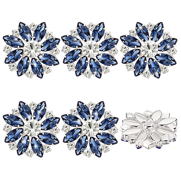 

PandaHall AHADERMAKER 6Pcs 1-Hole Alloy Rhinestone Shank Buttons, with Glass, Flower, Aqua Bohemica, 27.5x9.5mm, Hole: 1.4mm Alloy Flower..., Cyan