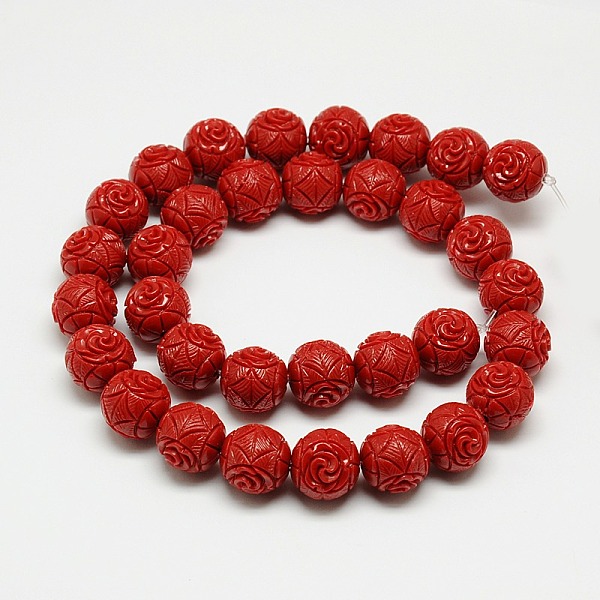 

PandaHall Synthetic Coral Beads Strands, Dyed, Round Beads Carved Flower Rose, Dark Red, 8mm, Hole: 1mm, about 52pcs/strand, 15.74 inch...