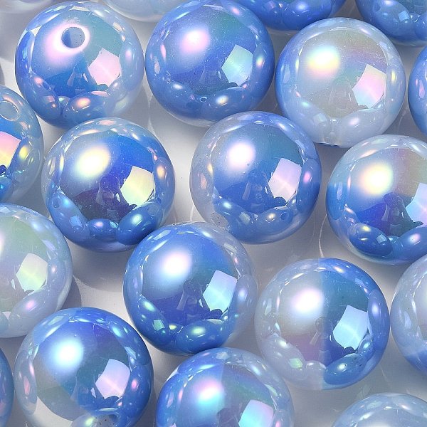 

PandaHall UV Plating Rainbow Iridescent Opaque Acrylic Beads, Two Tone, Round, Royal Blue, 17.5mm, Hole: 2.7mm Acrylic Round