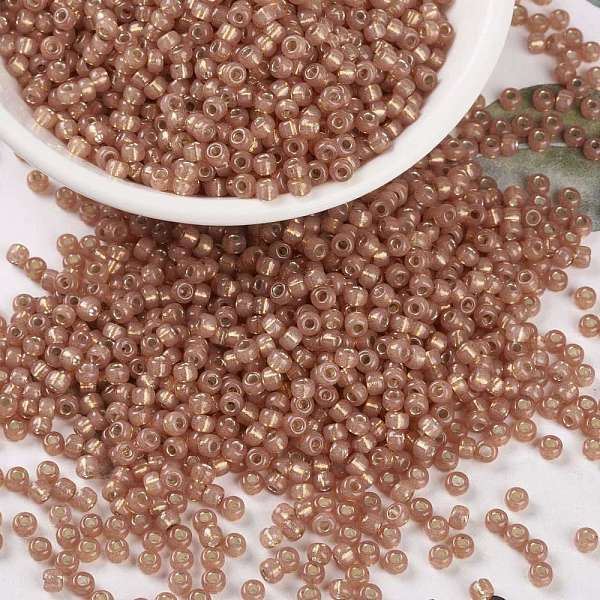 

PandaHall MIYUKI Round Rocailles Beads, Japanese Seed Beads, 8/0, (RR553) Dyed Dark Peach Silverlined Alabaster, 3mm, Hole: 1mm, about..., Orange