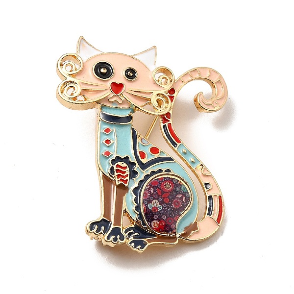 

PandaHall Alloy Enamel Brooches, Cadmium Free & Lead Free, Cat, PeachPuff, 47x37.5x4mm, Pin: 0.8mm Alloy+Enamel Brown