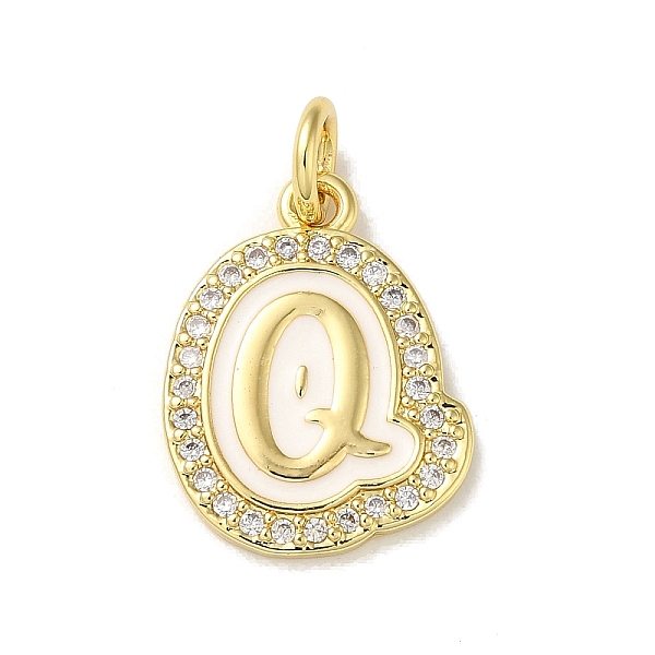 

PandaHall Brass Micro Pave Cubic Zirconia Pendants, with Jump Rings, Real 18K Gold Plated, Letter Q, 18.5x14x2mm, Hole: 3.8mm Brass+Cubic..., Clear