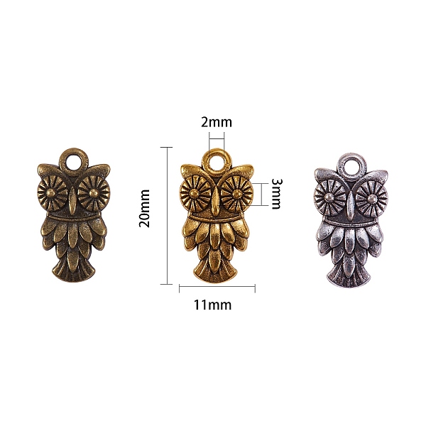 

PandaHall Tibetan Style Alloy Pendants, Cadmium Free & Lead Free, Halloween, Owl Shape, Mixed Color, 20x11x3mm, Hole: 2mm, 3 color...