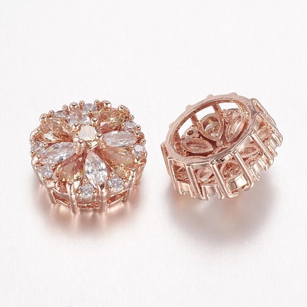 

PandaHall Brass Micro Pave Cubic Zirconia Pendants, Multi-strand Links, Flower, Nickel Free & Lead Free, Rose Gold, 16x17x10mm, Hole...