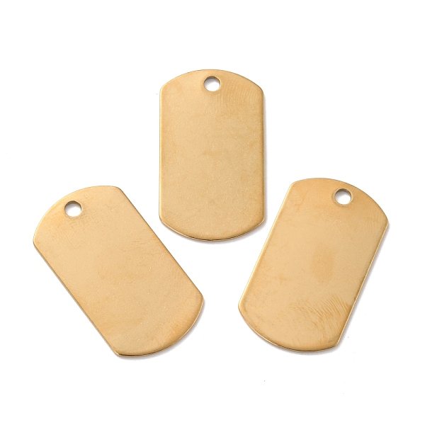 

PandaHall Ion Plating(IP) 201 Stainless Steel Pendant, Rectangle, Real 18K Gold Plated, 35x19.5x1mm, Hole: 3mm 201 Stainless Steel Rectangle