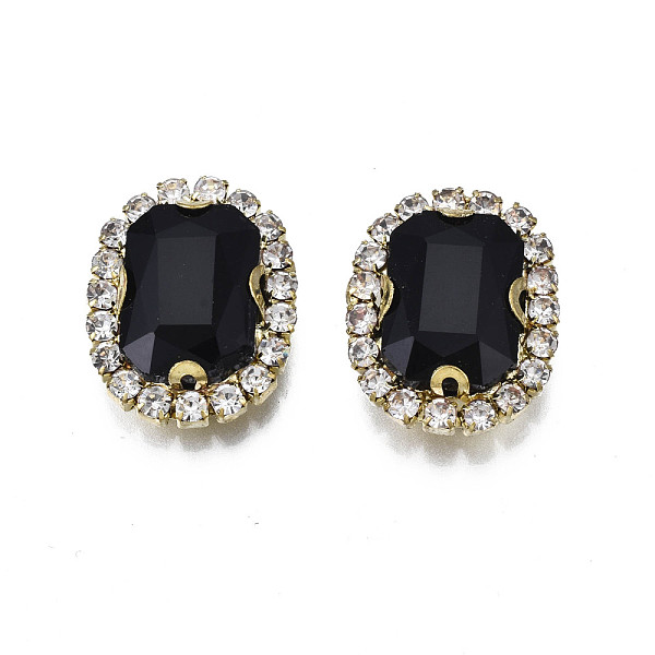 

PandaHall Sew on Rhinestone, Opaque Glass Rhinestone, with Brass Prong Settings, Faceted, Rectangle, Black, 19.5x15.5x6.5mm, Hole: 1mm Glass...