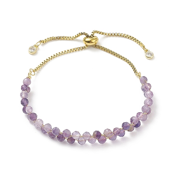 

PandaHall Natural Amethyst Double Layer Beaded Slider Bracelet, Golden 304 Stainless Steel Jewelry for Women, Inner Diameter: 1-1/2~2 inch...