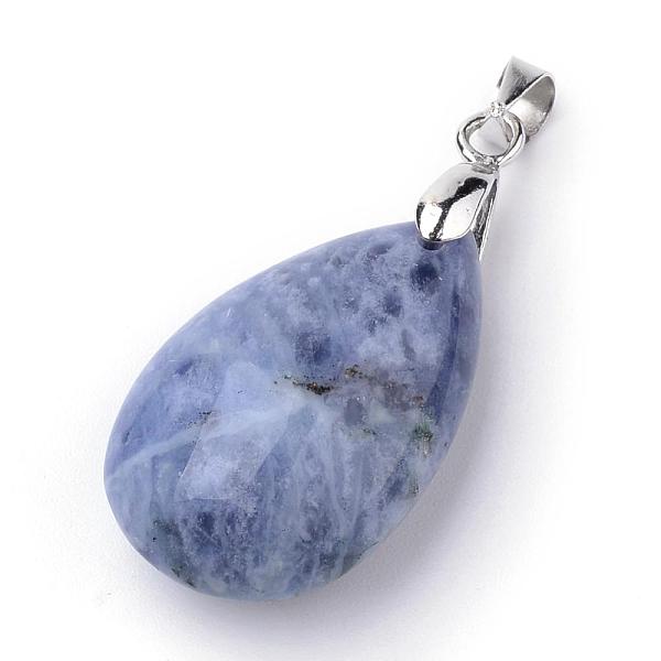 

PandaHall Natural Sodalite Pendants, with Alloy Findings, teardrop, Platinum, 23~24x14x8mm, Hole: 4x5mm Sodalite Teardrop