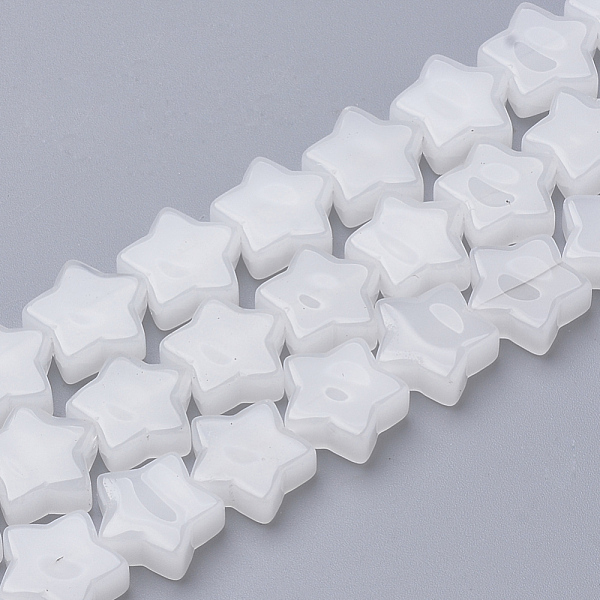 

PandaHall Natural White Jade Beads Strands, Star, 12x12.5x4~5mm, Hole: 1mm, about 20pcs/strand, 8.66 inch White Jade Star