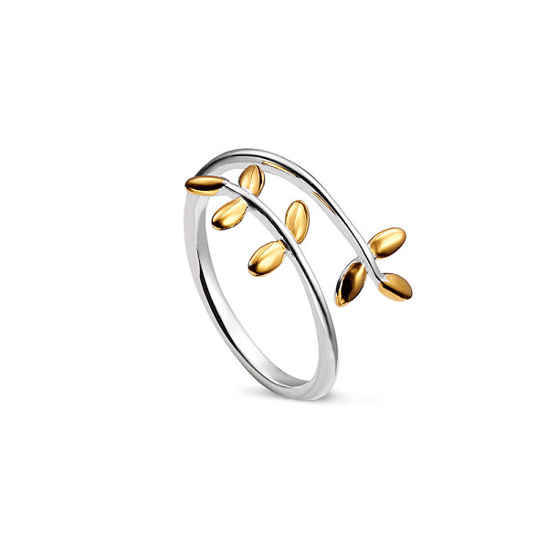 

PandaHall SHEGRACE Fashion 925 Sterling Silver Cuff Rings, Open Rings, with Real 18K Gold Plated Laurel Wreath, Mixed Color, US Size 7 1/4..., Multicolor
