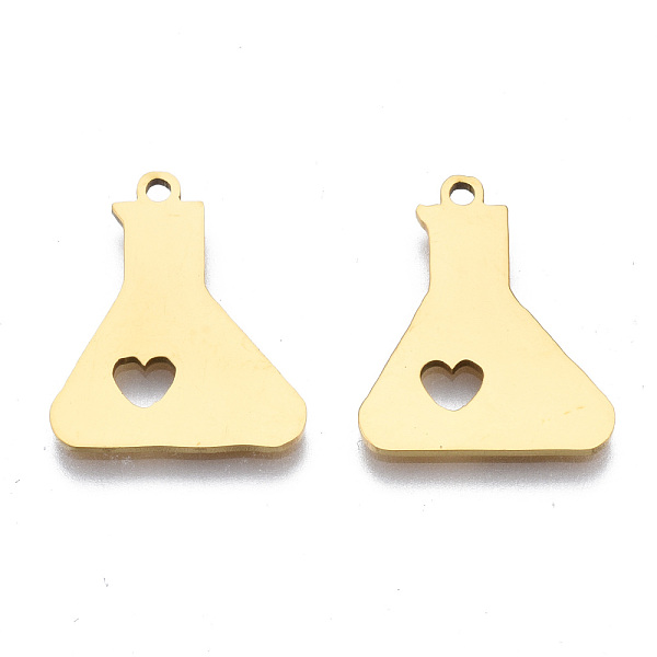 

PandaHall Ion Plating(IP) 201 Stainless Steel Pendants, Laser Cut, Beaker with Heart, Golden, 18x15x1mm, Hole: 1.4mm 201 Stainless Steel...