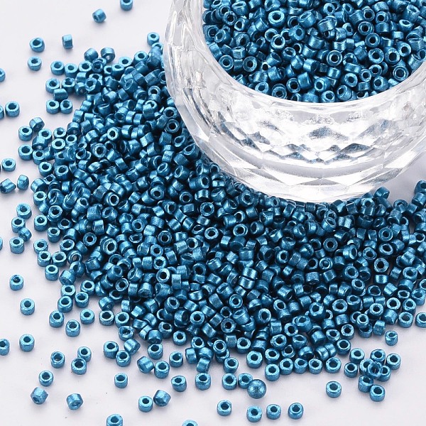 

PandaHall Glass Cylinder Beads, Seed Beads, Metallic Colours, Baking Paint, Round Hole, Steel Blue, 1.5~2x1~2mm, Hole: 0.8mm, about...
