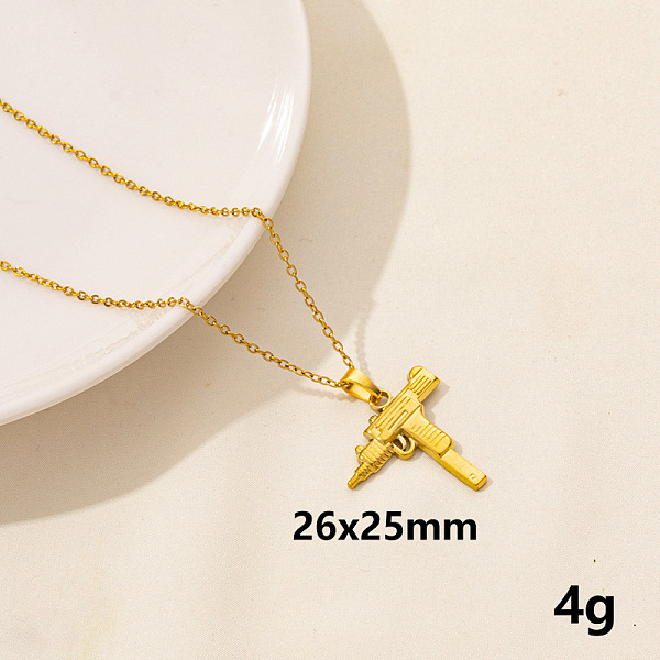 

PandaHall Stylish Stainless Steel Gun Pendant Necklace for Women Stainless Steel