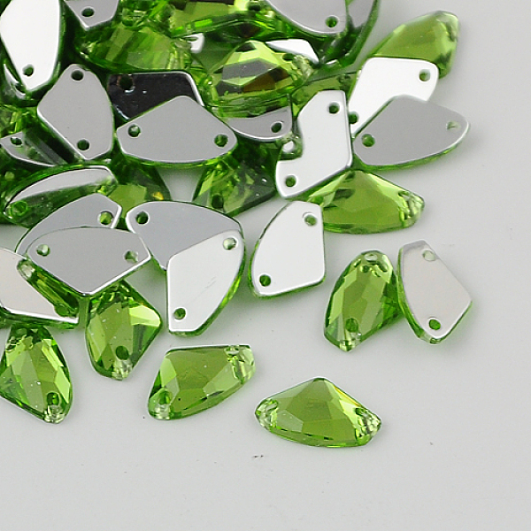 

PandaHall Sew on Rhinestone, Taiwan Acrylic Rhinestone, Two Holes, Garments Accessories, Faceted Triangle, Lawn Green, 17x10x3.5mm, Hole...