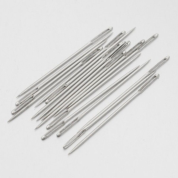

PandaHall Carbon Steel Sewing Needles, Platinum, 4.6x0.12cm, about 30pcs/bag Carbon Steel
