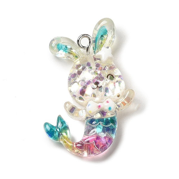 

PandaHall Mermaid Theme Transparent Resin Pendants, Sea Animal Charms with Paillette and Platinum Tone Iron Loops, Colorful, Rabbit...