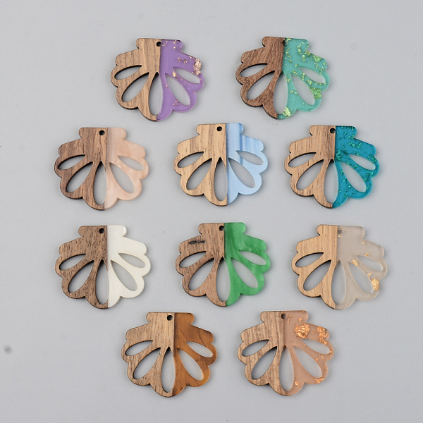 

PandaHall Resin & Walnut Wood Pendants, Flower, Mixed Color, 33.5x38x3mm, Hole: 2mm Resin+Wood Flower Multicolor