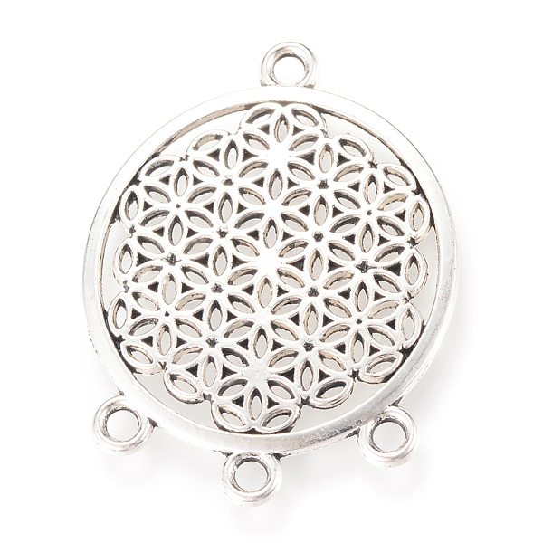 

PandaHall Tibetan Style Alloy Chandelier Components Links, Flat Round, Cadmium Free & Lead Free, Antique Silver, 38x29x2mm, Hole: 2mm Alloy...