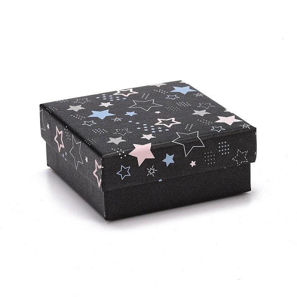 

PandaHall Cardboard Jewelry Boxes, with Black Sponge Mat, for Jewelry Gift Packaging, Square with Star Pattern, Black, 7.25x7.25x3.15cm...