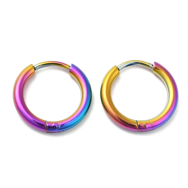 

PandaHall Ion Plating(IP) Titanium Alloy Huggie Hoop Earrings for Women, Rainbow Color, 12 Gauge, 14x2mm Alloy