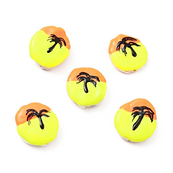 

PandaHall Natural Culture Freshwater Pearl Beads, with Enamel, Flat Round with Coconut Tree Pattern, Orange, 18~19x15~17x4~6mm, Hole: 1mm...