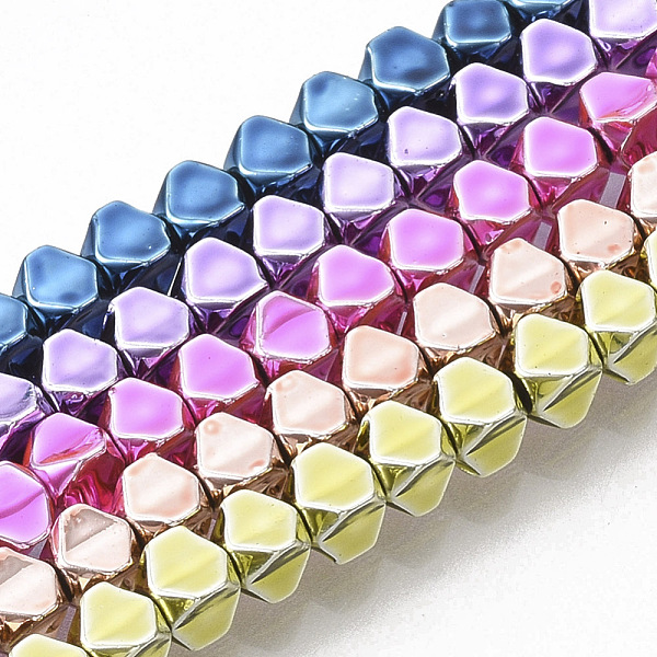 

PandaHall Electroplated Non-magnetic Synthetic Hematite Beads Strands, Polygon, Mixed Color, 3x3x3mm, Hole: 0.5mm, about 124~125pcs/Strand...