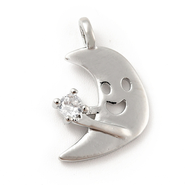 

PandaHall Moon with Smiling Face Brass Micro Pave Clear Cubic Zirconia Pendants, Cadmium Free & Lead Free, Platinum, 17x13x2.5mm, Hole...