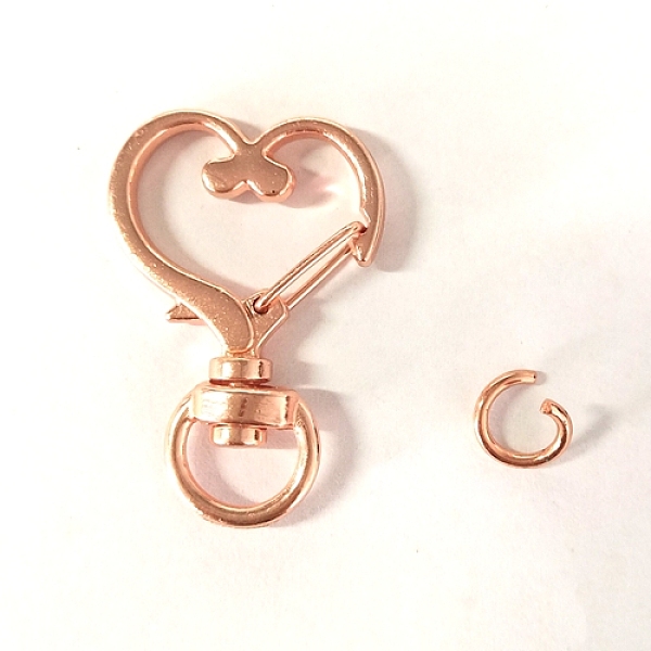 

PandaHall Heart Alloy Swivel Clasps, Lanyard Push Gate Snap Clasps, Rose Gold, 3.5x2.4x0.6cm, Hole: 9x5mm Alloy